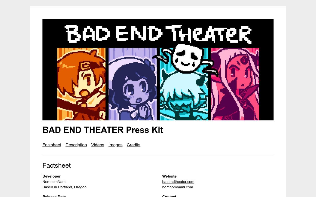 BAD END THEATER Presskit